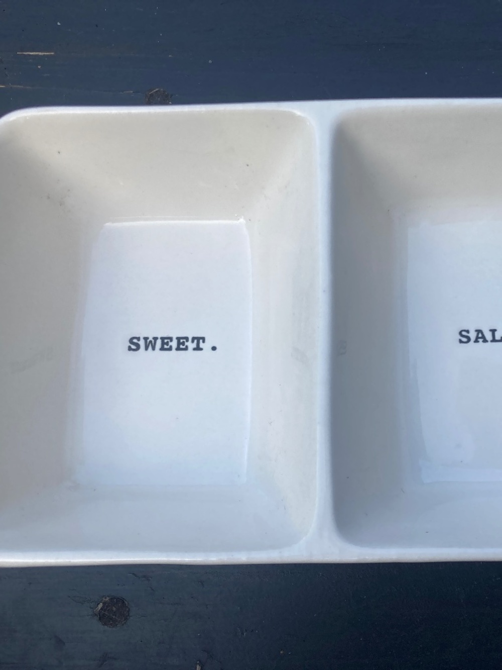 Rae Dunn SWEET AND SALTY divided dish